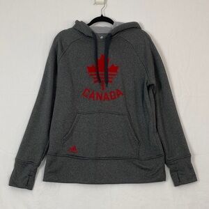 Adidas Dark Gray Hoodie Sweatshirt with Red Canada Design